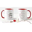 V Kraft Rakhi with roli chawal for Tilak for Brother and lumba Rakhi for Bhabhi Gift with Latest King bhaiya Queen bhabhi Printed Couple Mug Combo Pack for Bhaiya Bhabhi (red 3 tone-12)