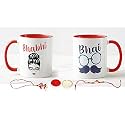 V Kraft Rakhi with roli chawal for Tilak for Brother and lumba Rakhi for Bhabhi Gift with Latest King bhaiya Queen bhabhi Printed Couple Mug Combo Pack for Bhaiya Bhabhi (red 3 tone-05)