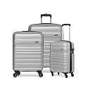 Verage V-Lite Tokyo Family Set of 3 (Small Cabin + Medium Check-in + Large Check-in) Combo Metallic Silver Hard Sided Luggage Trolley Bag for Travel Suitcase with 8 Spinner Wheels