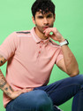 V-MART Colorblock Men Polo Neck Orange T-Shirt