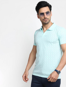 V-MART Printed Men Polo Neck Light Green