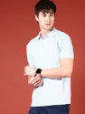 V-MART Solid Men Polo Neck Blue T-Shirt