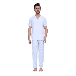 v-neck 3 pocket top and cargo type trouser unisex scrub suit set - set of 1