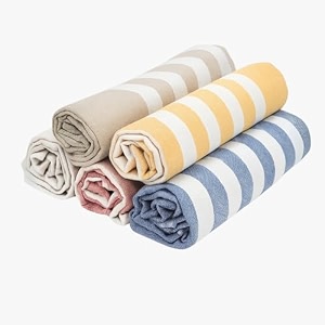 premium multicolour handloom towels for bath  180 gsm  bath towel  towel for men amp women  size 30 x 60 inches  striped amp solid pattern grey blue beige red amp yellow set of 5