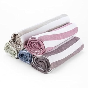 premium multicolour handloom towels for bath  180 gsm  bath towel  towel for men amp women  size 30 x 60 inches  striped amp solid pattern pink brown green blue amp grey set of 5