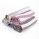 Premium Multicolour Handloom Towels for Bath | 180 GSM | Bath Towel | Towel for Men &amp; Women | Size 30 x 60 Inches | Striped &amp; Solid Pattern (Pink, Brown, Green, Blue &amp; Grey, Set of 5)