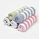 Premium Multicolour Handloom Towels for Bath | 180 GSM | Bath Towel | Towel for Men & Women | Size 30 x 60 Inches | Striped & Solid Pattern (Blue, Pink, Green, Brown & Black, Set of 5)