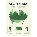 V Safety Energy Saving Poster - Save Energy Save The Planet - A3-297x420 -Polypropylene