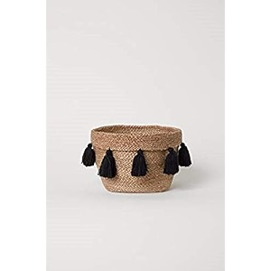 jute with black tassel planter potsstorage basket multi-purpose use for bathroom living room 10x12