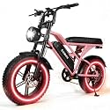 1500W Peak Electric Bike for Adults, 28MPH 48V 13Ah Removable Battery, 60 Mile Range, 16"x4.0" Fat Tire, 7-Speed E-Bike with Dual Suspension – Commuter Ebike for Men &amp; Women，Pink