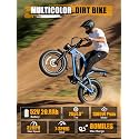 Elecby Electric Dirt Bike Adults, 1300W Peak 52V20.8Ah ebike, 20+MPH 20" x4.0 Fat Tire, Streamlined E-Motorcycle with 7 Speeds for Youths, V200，Blue with Rear Rack + Footrests