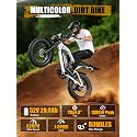 Elecby Electric Dirt Bike Adults, 1300W Peak 52V20.8Ah ebike, 20+MPH 20" x4.0 Fat Tire, Streamlined E-Motorcycle with 7 Speeds for Youths, V200，White with Rear Rack + Footrests