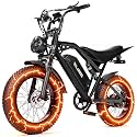 Elecby Electric Dirt Bike Adults, 1300W Peak 42V20.8Ah ebike, 20+MPH 20" x4.0 Fat Tire, Streamlined E-Motorcycle with 7 Speeds for Youths, V200，Black Standard