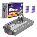 V15 110-Min Runtime Battery Replacement: With Samsng Battery Cells, Compatible with Dyson V15 Models, Animal, Torque Drive, Total Clean, Outsize, SV15, SV16, SV22, SV28, 970425-01, Includes 2 Filters