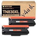 v4ink Compatible TN830XL Toner Cartridge Ink for Brother HL-L2460DW Printer Replacement for TN830XL TN830 TN-830 Toner Set for DCP-L2640DW HL-L2405W HL-L2400D MFC-L2820DW HL-L2480DW Printer (2 Black)