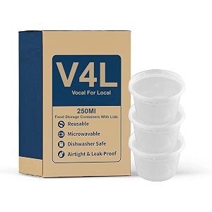 v4l transparent takeout food containers food storage containers with lids freezer safe  meal prep  microwavable dishwasher  leakproof  bpa free 250 ml pack of 50