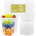 V4L Transparent Takeout Food Containers Food Storage Containers With Lids Freezer Safe | Meal Prep | Microwavable Dishwasher | Leakproof | BPA Free (750 ml pack of 100)