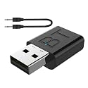 V5.0 Car Bluetooth Audio Receiver – 4-in-1 Wireless Transmitter & Receiver Adapter for Car, Speakers & Headphones with 3.5mm AUX & USB – Black