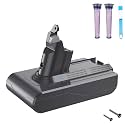 V6 Battery Replacement 6.0Ah, 21.6V Battery Lithium for V6 SV03 SV04 SV05 SV06 SV07 SV09 DC58 DC59 DC61 DC62 Animal DC72 DC74 595 650 Cordless Handheld Vacuum with 2 Filters+ Brush+2*Screws