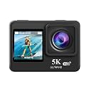 5K 30FPS 48MP WiFi Ultra HD Sports Action Camera | 2" / 1.4" Dual Touch Screen | 170 Degree Wide Angle | EIS Stabilization |30M Waterproof |Built in Mic| 2 x 1350mAh Battery with Accessories Kit