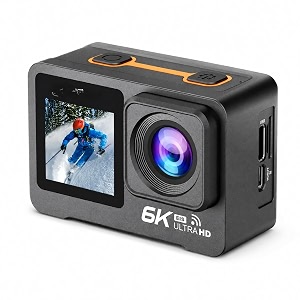 6k action camera with 50mp photo 4k 60fps sony415 sensor 170 wide angle eis stabilization dual screen wi-fi remote control 1350mah battery 256gb support for sports amp travel