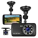Dual Dash Camera for Car Front and Rear, Full HD 1080P Dashboard Video Recorder, 4 Inch LCD Screen,Night Vision, G-Sensor, Loop Recording, Parking Monitor, uptp 256 GB SD Card Support