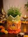 Vaachi Creations Designer Ceramic Tulsi Pot –Decorative Planter for Home Temple Ceramic Vase