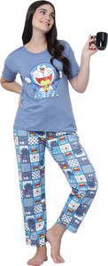 vaaliyan women night suit set blue printed