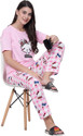 Vaaliyan Women Night Suit Set Pink Printed