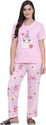 Vaaliyan Women Night Suit Set Pink Printed