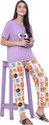 Vaaliyan Women Night Suit Set Purple Printed