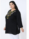 VAAMII Casual Embroidered Women Black Top