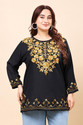 VAAMII Casual Embroidered Women Black Top