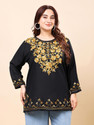 VAAMII Casual Embroidered Women Black Top