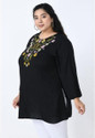VAAMII Casual Embroidered Women Black Top