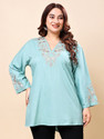 VAAMII Casual Embroidered Women Light Green Top