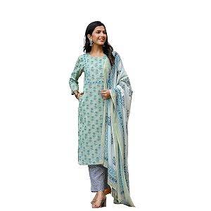 Vaamsi Womens Cotton Blend Floral Straight Kurta