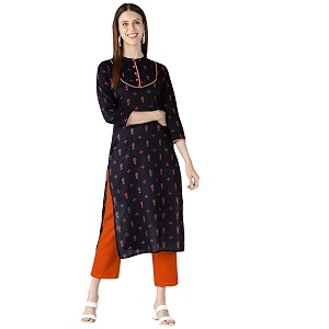 Vaamsi Womens Cotton Floral Printed Straight Kurta