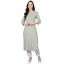 Vaamsi Women39s Cotton Striped Printed Kurta VCK8769_Green