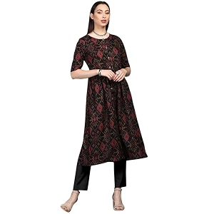 Vaamsi Womens Geometric Printed Flared Kurta VCK1371A