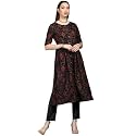 Vaamsi Women39s Geometric Printed Flared Kurta VCK1371A_Black