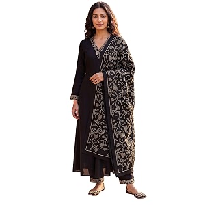 Vaamsi Womens Georgette Embroidered Flared Angrakha Pant