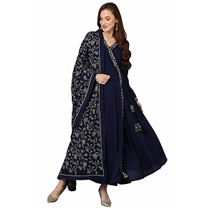 Vaamsi Womens Georgette Embroidered Flared Angrakha Pant