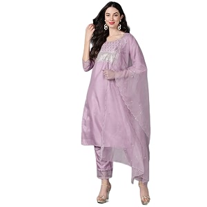 Vaamsi Womens Poly Silk Solid Yoke Design
