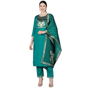 Vaamsi Womens Poly Silk Solid Yoke Design