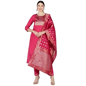 Vaamsi Womens Poly Silk Solid Yoke Design