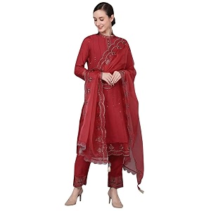 Vaamsi Womens Poly Silk Solid Straight Kurta