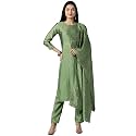 Vaamsi Women39s Poly Silk Embellished Solid Straight