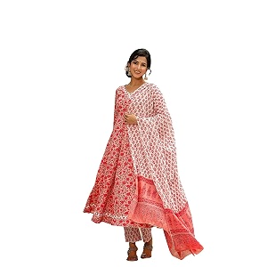 Vaamsi Womens Pure Cotton Floral Printed Anarkali