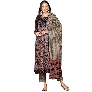 Vaamsi Womens Pure Cotton Floral Printed Anarkali
